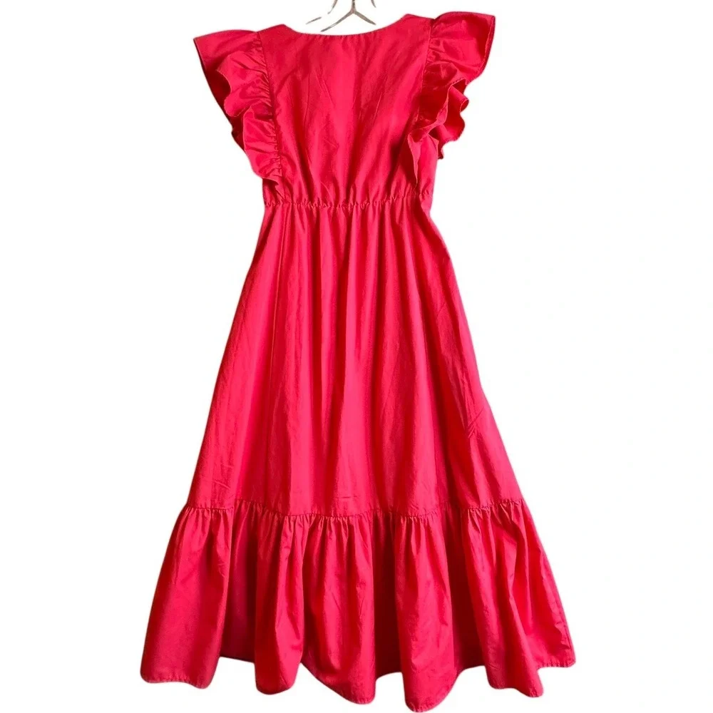 Abercrombie & Fitch Pink Flutter Sleeve Tiered Maxi Dress Size XS